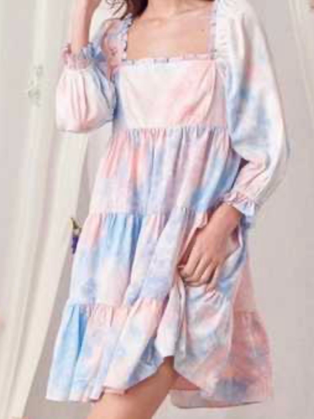 Storia Tie-dye Pastel Pink & Blue babydoll Dress